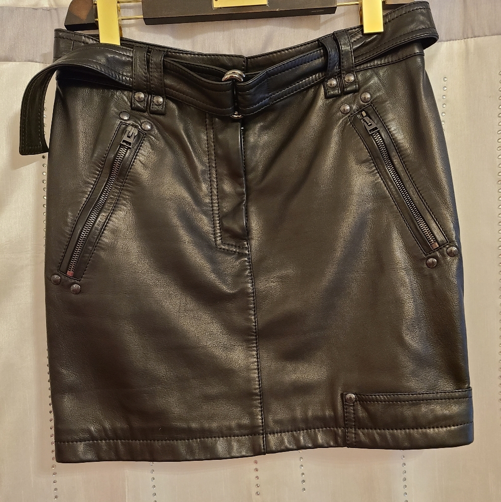Tom Ford belted leather mini skirt